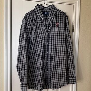 Men's Texas Tech Black and Gray Checkered Shirt